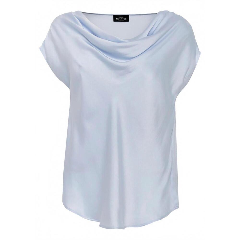 NEW SAND women's matt prosi drape silk blend top in light blue